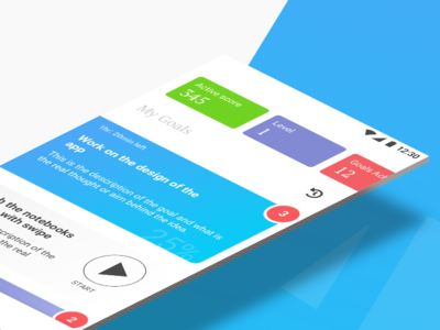 Accomplish your short term goals with TwoDays android app blue goals isometric productivity stats todos
