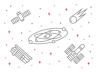 Space Icons icons planet space stars telescope universe vector
