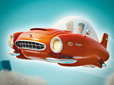 Flying car 3d illustration blender3d illustraion