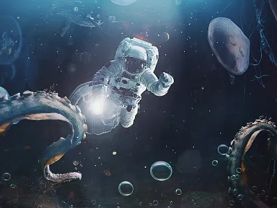 DEEP OCEAN ASTRONAUT art concept concept app design photomanipulation