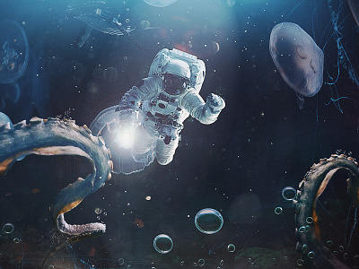 DEEP OCEAN ASTRONAUT art concept concept app design photomanipulation