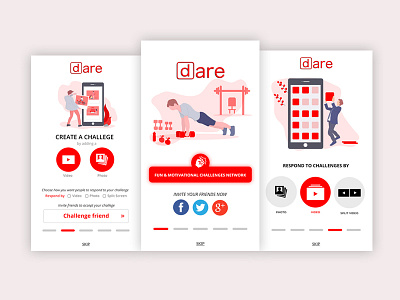 Dare app app design business corporate design onboarding ui red ui ux