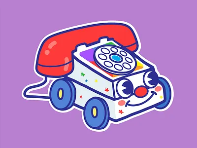 A Classic cute fisher price illustration kawaii phone toy vintage