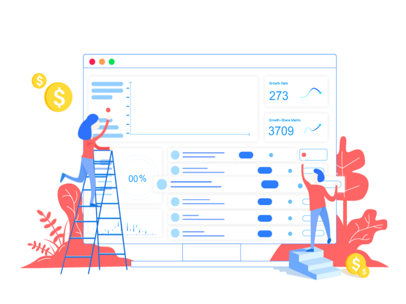 Data Table animation financial gif. illustration product sheet ui