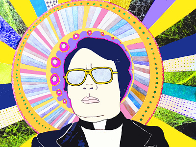 Jim Jones bold bright character color colourful cult glitter illustration portrait