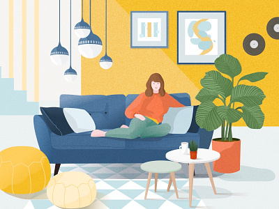 Cozy room alone decoration illustration