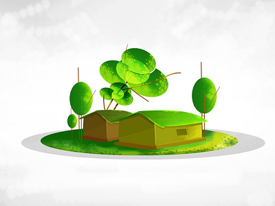 Illustration color drawing village