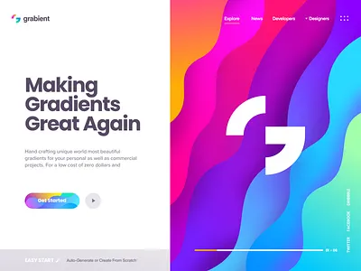 Grabient - Landing Page gradient illustration landing logo pattern typography ui ux website