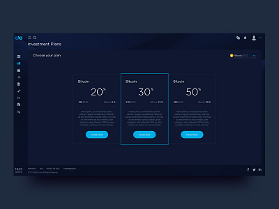 E-bitFX. Investment page. Dark style blockchain blue coin crypto cryptocurrency dashboard exchange interface investment material money ui ux web