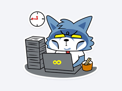 Alone Blues - Work OT cartoon character emoji fun illustration overtime sticker wolf work