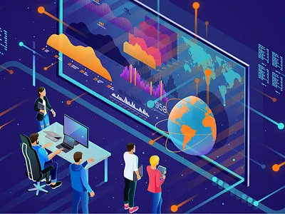 Avast_learning machine design digital drawing flat future icon iconography illustration illustrator isometric isometry office people screen typography vector