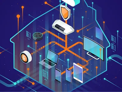 Avast_iot character design device drawing flat futuristic home icon iconography illustration illustrator isometric logo outline pencil router tv typography vector vr