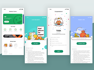 Member Centre app gift interface medal member ui ux