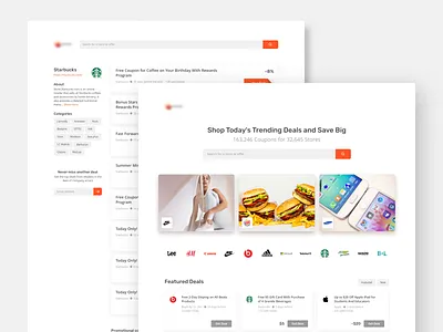 Deal sharing website clean homepage minimal shadows shop design ui userexperience userinterface ux webdesign