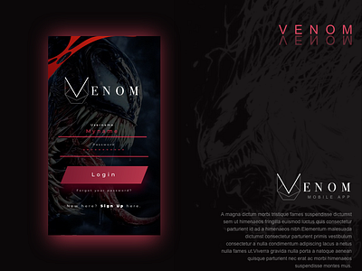 venom app UI antihero app creativity innovation logo superhero typography ui uidesign venom