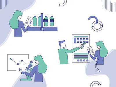 Factory design factory illustration men people women work