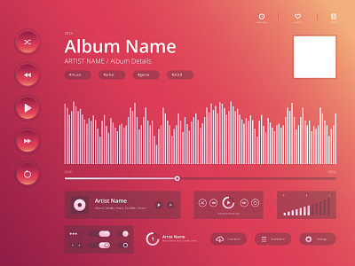 Audio Player Interface Kit and Button audio audio player audio player interface business button fashion icon interface marketing sound style ui ux