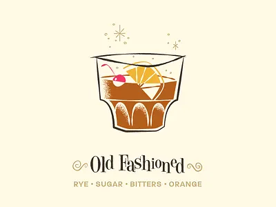 Old Fashioned / Drinktober / Inktober art cocktail drinktober illustration inktober mid century modern retro vintage