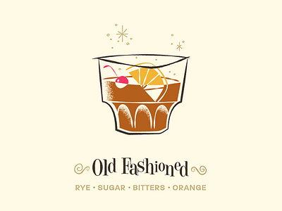 Old Fashioned / Drinktober / Inktober art cocktail drinktober illustration inktober mid century modern retro vintage