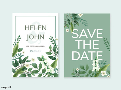 Wedding Invitations : Greenery design flower graphic graphic design illustration invitation card leaf mockup natural templates vector