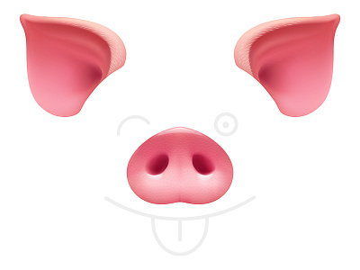 Ears and snout 2019 chinese clipart costume ears elements isolated mask new year nose photo pig piggy piglet pink realistic selfie snout template vector