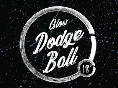Glow Dodge Ball Post Card blacklight brushed stroke church branding church design church event dodgeball glow dodgeball handwritten