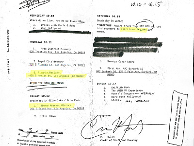 redacted itinerary redacted