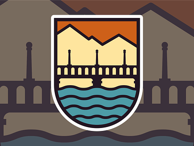 Lake Chelan Sticker Design badge bridge design illustration logo mountains vector water