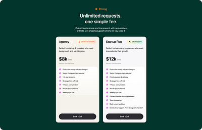 Pricing Plan Concept for Design Agency branding custom icon dark mode pricing plan design agency designer landing page designer portfolio landing page minimal pricing portfolio pricing pricing ui pricingplan ui website design