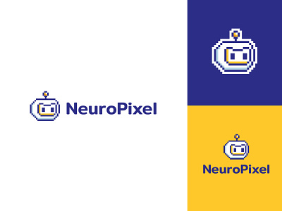 NeuroPixel – Futuristic Pixel Robot Logo automation