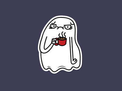 Dead Tired coffee dead ghost spooky sticker tired