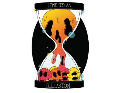 TIME IS AN ILLUSION character egg flow gif glass hair hour hour glass love skull skulls slow motion time typography ui ux woman
