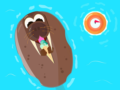 Walrus Icecream branding illustration logo