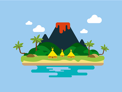 Inktober- Day 9- Island 2d adobe adobe illustrator challenge flat flat design illustration illustration challenge illustration design illustrator inktober inktober2018 vector