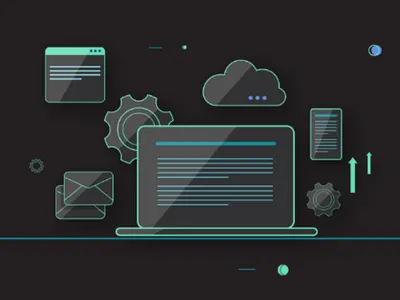 Digital marketing cloud gear inbox ipad laptop lineart mail phone server vector web webpage