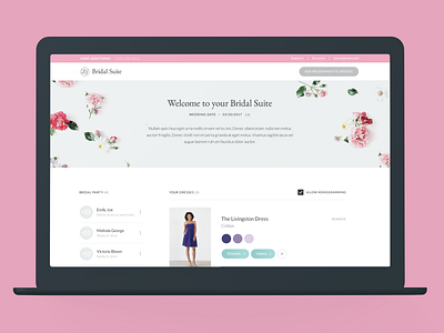 Bridal Suite: Bride Dashboard bridal commerce design ecommerce experience design product suite ui ux ux design