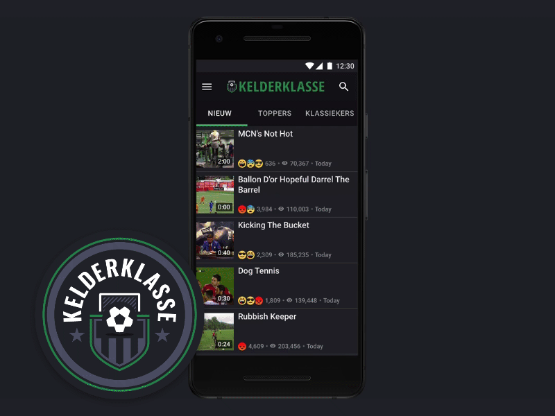 Kelderklasse Interactions app football interaction material design sticky ui ux video