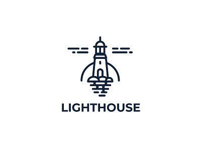 Lighthouse Logo branding design illustration logo monoline vector