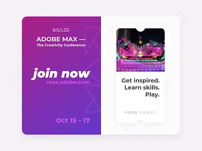 Adobe MAX — The Creativity Conference, Invitation Concept adobemax app design design gradient gradients illustration interface interface animation invitation invitation card invitation cards invitation design invitations ticket ticket design tickets ui ui design
