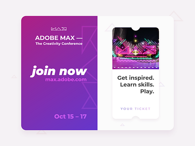 Adobe MAX — The Creativity Conference, Invitation Concept adobemax app design design gradient gradients illustration interface interface animation invitation invitation card invitation cards invitation design invitations ticket ticket design tickets ui ui design