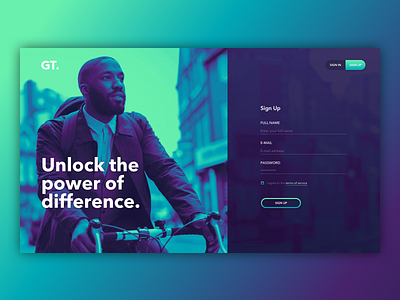 GT sign up form bike dailyui design form log in purple sign up teal ui ui design