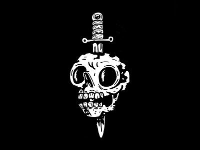 Battle scars illustration punk skull sword