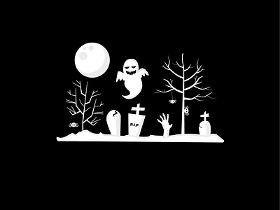 Graveyard! dead design ghost grave illustration illustrator moon night shadow spiders spooky undead zombie