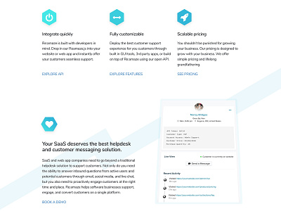 Re:amaze for SaaS Businesses colors customer support dashboard design desktop flat glass helpdesk highlight landing page minimal pastel saas saas landing page simple ui ux website