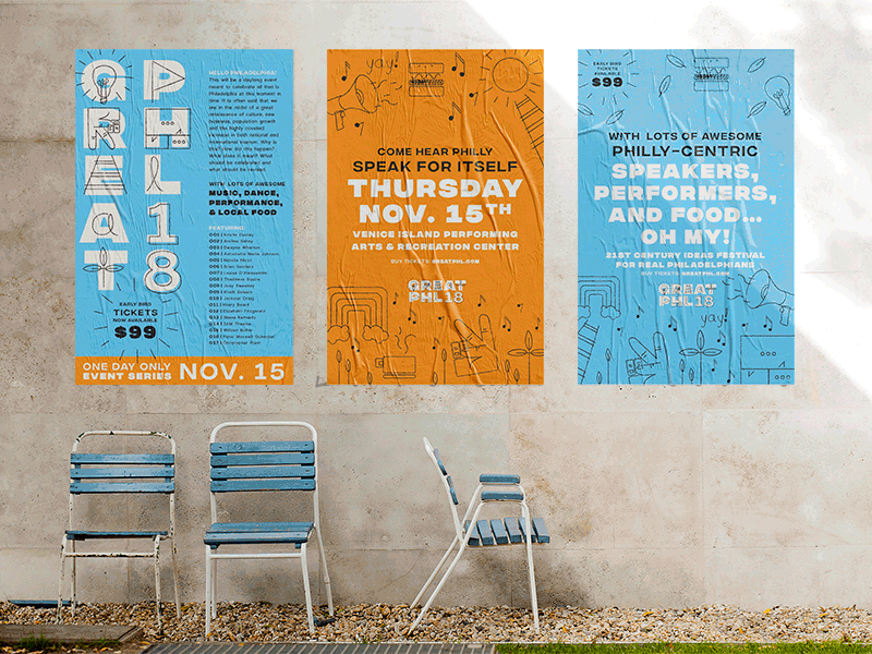 Take it to the Streets branding event icons illustrations philadelphia posters typography wheat paste