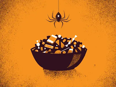 Tricks & Treats candy script halloween illustration spider spooky
