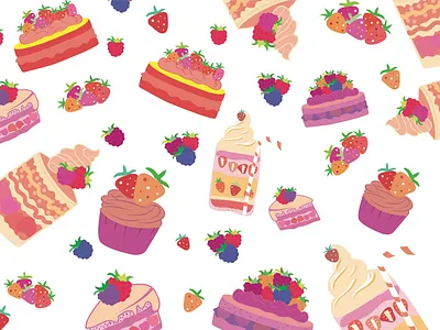 Berries Berries berries design patter graphics illustration raspberry strawberry vector art