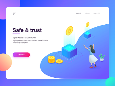 Blockchain webpage illustration ui web