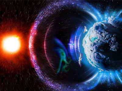 Space weather art atmosphere cosmos design earth illustration magnetic mit photoshop plane plane earth planet space space art space exploration star sun universe
