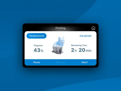 Ultimaker 3D Printer UI 3dprinter blue flatdesign gcode homescreen photoshop printer screendesign ui ultimaker